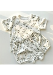 Newborn Baby Girl Boy Clothes Summer Floral Cotton Baby Clothes Sets Short Sleeve Tops T-shirt + Shorts 2pcs Baby Outfits