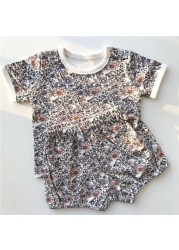 Newborn Baby Girl Boy Clothes Summer Floral Cotton Baby Clothes Sets Short Sleeve Tops T-shirt + Shorts 2pcs Baby Outfits