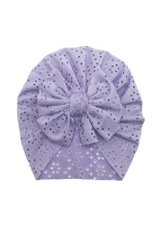 Newborn Fetus Hat Summer Hollow Breathable Baby Headband Knotted Polyester Hats for Newborn Infant Headwear Baby Shower Caps