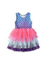 DXTON-Girls Summer Dresses Princess Kids Clothes Flying Sleeve Unicorn Dress 2021