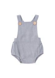 Summer Newborn Infant Baby Boys Girls Rompers Playsuit Jumpsuit Overalls for Kids Cotton Linen Sleeveless Baby Clothing