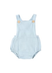 Summer Newborn Infant Baby Boys Girls Rompers Playsuit Jumpsuit Overalls for Kids Cotton Linen Sleeveless Baby Clothing