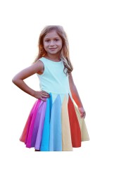 Miyabai Twirl Dress for Girls Casual Summer Dress Rainbow Baby Clothes Soft Dress for Princess Party