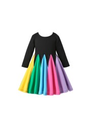 Miyabai Twirl Dress for Girls Casual Summer Dress Rainbow Baby Clothes Soft Dress for Princess Party