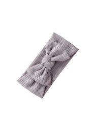 Baby Bowknot Headband Knitted Waffle Bows Turban Elastic Hair Band Headwrap Gift