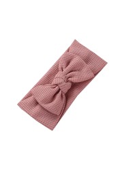 Baby Bowknot Headband Knitted Waffle Bows Turban Elastic Hair Band Headwrap Gift