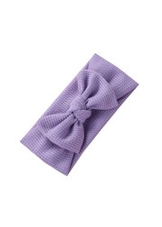 Baby Bowknot Headband Knitted Waffle Bows Turban Elastic Hair Band Headwrap Gift