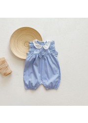 Yg 2022 Summer Baby Bodycon Jumpsuit Mini Broken Floral Bowknot Baby Boys Short Sleeve Jumpsuit Baby Clothes