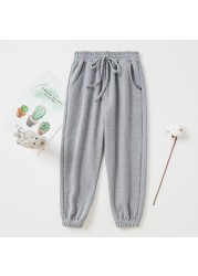 Spring Autumn Girls Pants Cotton Solid Pants Trousers For Baby Boys Casual Track Pants