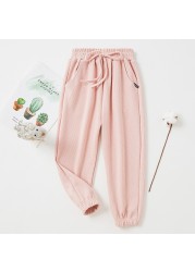 Spring Autumn Girls Pants Cotton Solid Pants Trousers For Baby Boys Casual Track Pants