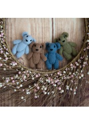 Newborn Teddy Bear Knit Mohair Animal Stuffer Photography Props Crochet Baby Photo Shoot