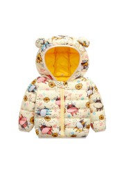 Autumn Winter Baby Kids Solid Outerwear Infant Boys Girls Hooded Jacket Coats Clothes Christmas Cotton Quilted Clothes JYF