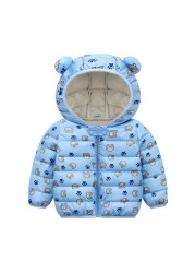 Autumn Winter Baby Kids Solid Outerwear Infant Boys Girls Hooded Jacket Coats Clothes Christmas Cotton Quilted Clothes JYF