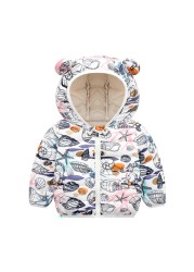 Autumn Winter Baby Kids Solid Outerwear Infant Boys Girls Hooded Jacket Coats Clothes Christmas Cotton Quilted Clothes JYF