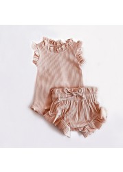 2pcs Newborn Baby Girl Clothes Set Summer Soft Cotton Bodysuit + Bloomer Princess Toddler Girls Outfit Infant Clothes for 0-2Y