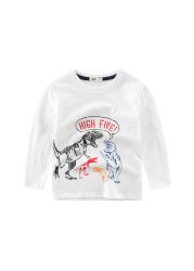 Kids Boys Dinosuar Printed T-Shirt Long Sleeve Cotton Children Tops Autumn