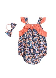 Newborn Baby Sleeveless Cotton Bowknot Rompers With Bow Ruffle Floral Print Bodycon Bodycon Rompers