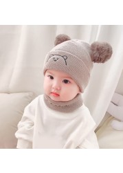 Cartoon Wool Knitted Cute Beanies Hat Fashion Baby Kids Knitted Winter Hat Cute High Elastic Warm Hat for Girls Boys