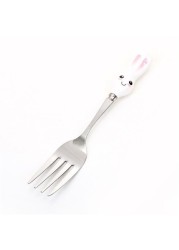 Baby gadgets cutlery set children utensils stainless steel baby dinnerware cutlery cartoon infant food feeding spoon fork