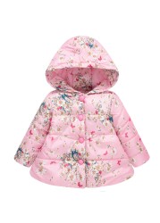 Baby Girls Boys Jackets Baby Clothes 2021 Autumn Kids Hooded Coats Winter Toddler Warm Snow Suit Baby Cotton Flower Outerwear