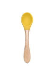 Wooden Feeding Handle Silicone Spoon For Baby Utensils Eat Soild Food Kids Training Ability Manipulation Children's Tableware