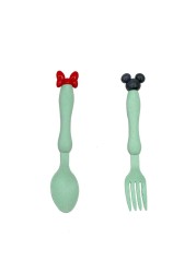 2pcs Baby Feeding Cutlery Set Eco-friendly Wheat Straw Infant Plate Children Dish Utensils Kids Anti-hot Training Bowl Spoon