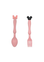 2pcs Baby Feeding Cutlery Set Eco-friendly Wheat Straw Infant Plate Children Dish Utensils Kids Anti-hot Training Bowl Spoon