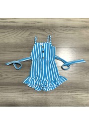 Baby Girls Summer Clothes Girls Stripe Romper Girls Pink Romper With Belt