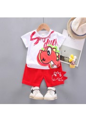 New summer baby boys children's clothing girls cute cartoon cotton T-shirt shorts 2pcs/sets baby casual outfit kids tracksuits