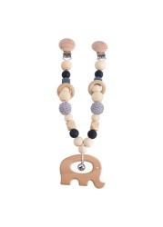 Teether Teething Pendant Clip Hanging Plush Car Pacifier Chain Pram Mobile Wooden Rattle Nursing Molar Infant Soother