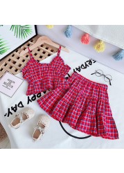 Summer Children Girls Dress Ribbed Knitted Girls Ruffles Princess Dresses Casual Teenage Daily Kids Clothes 1-4Y JYF