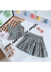 Summer Children Girls Dress Ribbed Knitted Girls Ruffles Princess Dresses Casual Teenage Daily Kids Clothes 1-4Y JYF