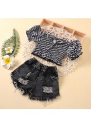 Summer Children Girls Dress Ribbed Knitted Girls Ruffles Princess Dresses Casual Teenage Daily Kids Clothes 1-4Y JYF