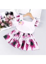 Summer Children Girls Dress Ribbed Knitted Girls Ruffles Princess Dresses Casual Teenage Daily Kids Clothes 1-4Y JYF