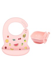 LOFCA 1 Set Baby Silicone Feeding Bowl Food Grade Liquid-Proof Suction Rotating Bowl Learning Dishes Tableware Children Plate