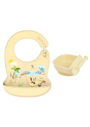 LOFCA 1 Set Baby Silicone Feeding Bowl Food Grade Liquid-Proof Suction Rotating Bowl Learning Dishes Tableware Children Plate