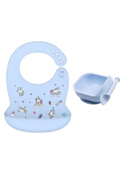 LOFCA 1 Set Baby Silicone Feeding Bowl Food Grade Liquid-Proof Suction Rotating Bowl Learning Dishes Tableware Children Plate