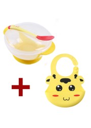 Baby Dish Set Training Bowl Spoon Cutlery Set Dinner Bowl Learning Dishes With Suction Cup Children Training Dinnerware