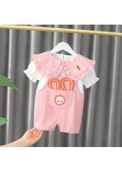 2022 Summer Fashion Cute Baby Girls Clothing Sets Baby Boy Casual Clothes T-shirt Rabbit Overalls Children Kids Clothes