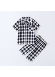 Baby Girls Fashion Plaid Pajamas 2 3 4 5 6 7 8 9 10 11 Years Baby Boy Soft Cotton Sleepwear Set Summer Summer