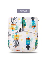 Elinfant 10pcs/set Baby Cloth Diaper Adjustable Prints Coffee Fleece Inner Waterproof Washable Pocket Diaper