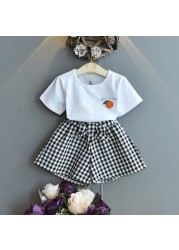 Girls clothing sets 2022 summer chiffon top shorts 2pcs children's clothing for girls kids casual suits blouses T-shirt + short pants