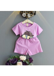 Girls clothing sets 2022 summer chiffon top shorts 2pcs children's clothing for girls kids casual suits blouses T-shirt + short pants