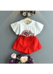 Girls clothing sets 2022 summer chiffon top shorts 2pcs children's clothing for girls kids casual suits blouses T-shirt + short pants