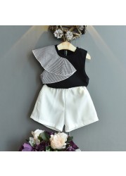 Girls clothing sets 2022 summer chiffon top shorts 2pcs children's clothing for girls kids casual suits blouses T-shirt + short pants