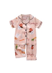 Summer 2pcs/set Kids Boys Short Sleeve Tops+Pants Sleepwear Cartoon Pajamas Home Children Girls Set 2-7 Years Kids