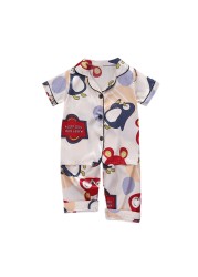 Summer 2pcs/set Kids Boys Short Sleeve Tops+Pants Sleepwear Cartoon Pajamas Home Children Girls Set 2-7 Years Kids