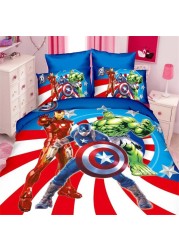 Disney Kids New Captain America The Avengers Spiderman Baby Bedding Set Twin Single Duvet Cover Pillowcase For Boys Children Gift