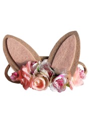 Baby Wide Bunny Ear Floral Headbands Photography Prop Lacehair Bows Bands For Babies Infant Hairbands Hair Accessories