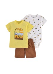 Newborn casual clothes outfit cute baby boys romper short sleeve shorts travel suit spring summer girls outdoor sports wear